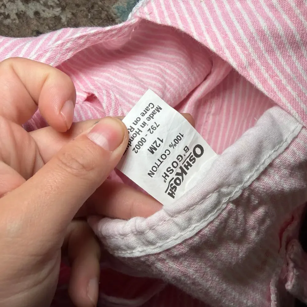 OSHKOSH BGosh pink striped overalls